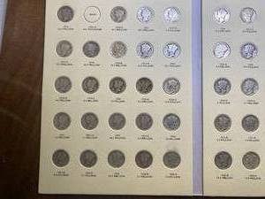 Complete set (except 1916-D) of 76 Mercury Dimes in nice Littleton Album