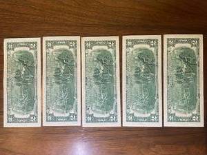 5 Sequential $2 Bills