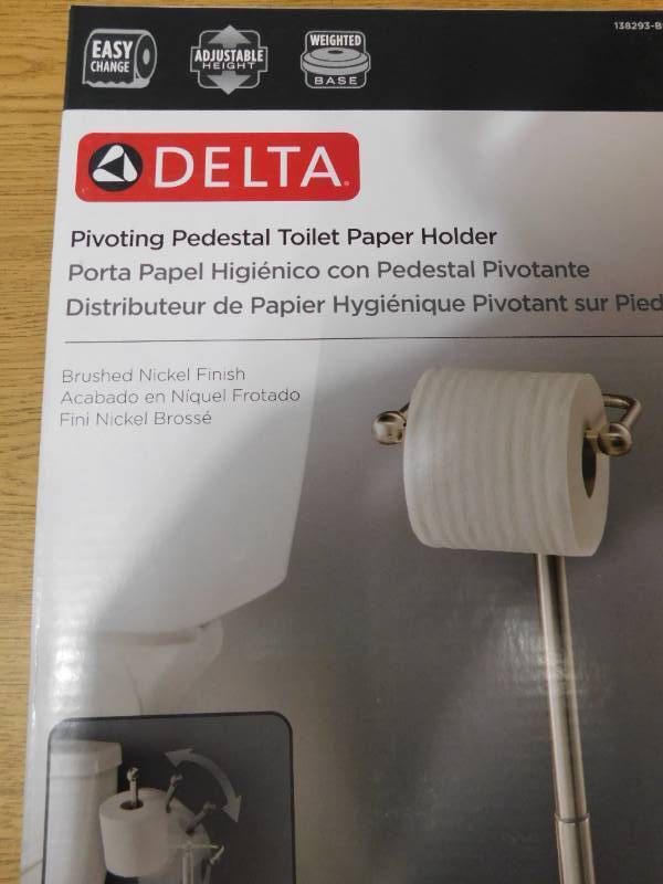 Delta Greenwich Telescoping Pivoting Free-Standing Toilet Paper Holder in SpotShield Brushed Nickel