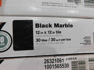TrafficMaster Black Marble 3 MIL x 12 in. W x 13 in. L Peel and Stick Water Resistant Vinyl Tile Flooring (120 sqft)