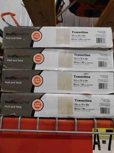 TrafficMaster Travertine Beige 4 MIL x 12 in. W x 12 in. L Peel and Stick Water Resistant Vinyl Tile Flooring (120 sqft)