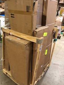 lot 1 image: Pallet with Assorted units Gazebos, Shelving Units, Furniture no inspected units maybe pcs o parts