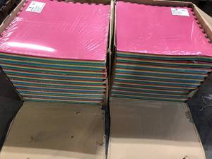 lot 49 image: 2 Boxes Norsk Multi-Purpose 24 in. x 24 in. Interlocking Multi-Color Foam Flooring Recyclamat (4-Pieces)  Customer Returns See Pictures