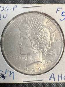 1922 US SILVER PEACE DOLLAR BU
