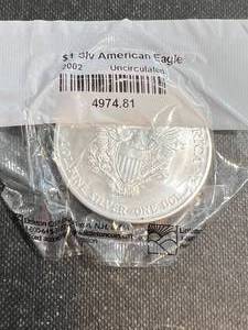 2002 AMERICAN SILVER EAGLE 1 TROY OZ .999 FINE SILVER UNC