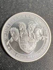 1 TROY OZ .999 FINE SILVER WHITE HORSE ROUND