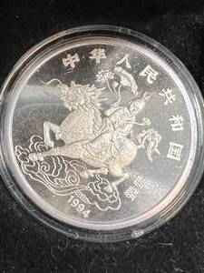 1 TROY OZ .999 FINE SILVER 1994 CHINESE UNICORN ROUND UNC