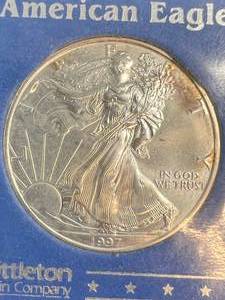 1997 AMERICAN SILVER EAGLE 1 TROY OZ .999 FINE SILVER