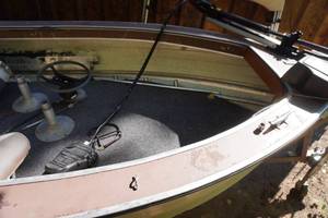 lot 13 image: 1978 16 Blue Fin Boat with 50HP Evinrude Motor and Minn-Kota Edge Trolling Motor