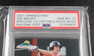 2001 Grandstand Joe Mauer Rookie Card Autograph PSADNA COA