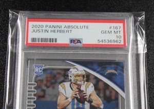 2020 Absolute Justin Herbert #167 Rookie Card PSA 10