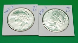 Two 1923 Peace Silver Dollars
