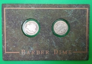 Two 1908 Barber Dimes