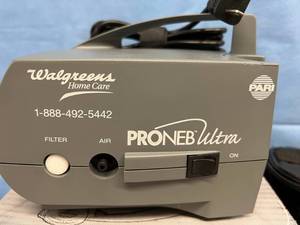 lot 9 image: MSRP $200 Appears New Open Box Walgreens Label Pari Proneb Ultra Compressor Nebulizer With Extras & Travel Bag