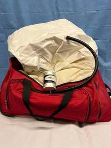 lot 23 image: MSRP $800 Tumble Forms Versa Form Extra Large Positioning Pillow With Versa Pump, Pillow Cover & Travel Case - Excellent Condition