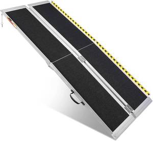 lot 47 image: Portable Wheelchair Ramp 7FT, Non-Slip Aluminum Folding Handicap Ramp, Door Threshold Wheelchair Ramps for Home, Wheel Chair Ramp for Home Steps, Scooter Ramp for Car, Doorways, Curbs, Stairs