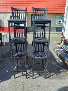 6 BLACK COUNTER HEIGHT BAR STOOLS