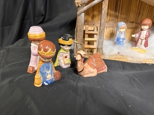 Hand Painted Porcelain Nativity Scene and Creche