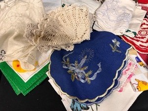 Variety of Handmade Doilies and Pillow Cases