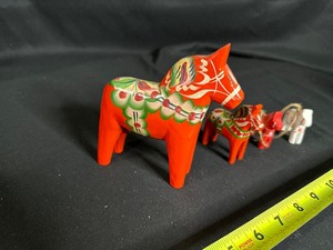 Four Vintage Red Swedish Folk Art DALA Horses