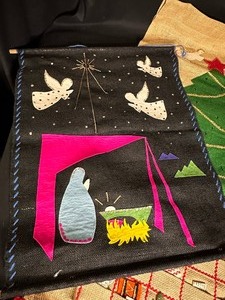 Vintage Handmade Nativity Scene and Advent Tree