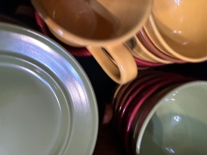 Everyday Place Setting for 12 in Yellow, Orange, Red, and Moss Green