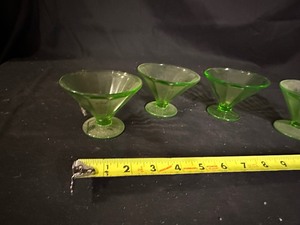 Set of 4 Vintage Green Depression Glass Sherbet Dishes