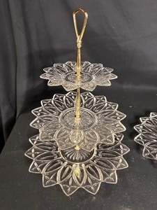 Crystal Three Tiered Serving Plate and Serving Platter