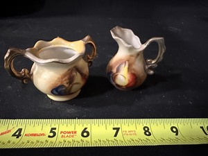 Vintage Enesco Hand Painted Fruit Miniature Creamer and Sugar