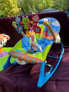 lot 5 image: Fisher Price Infant Rocker & Bouncy Horse Both Clean & Good Condition