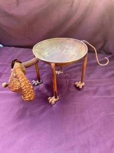 lot 29 image: Rustic Metal Plant Stand-20 Inches Tall