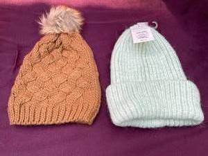 lot 49 image: NEW 2-Girls Hats Light Green, Gold, One With Tags