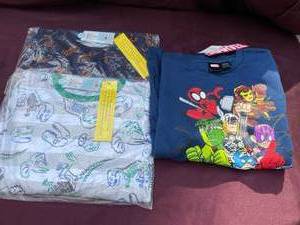 lot 57 image: NEW With Tags 2-Pair Of Summer Boys PJs Size 14 & NEW Marvel Sweatshirt Size XL