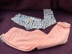 lot 59 image: New With Tags 2-Pant Size 1012 PeachWhite & BlackGrey