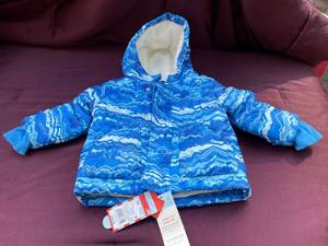 lot 62 image: NEW With Tags Winter Coat White & blue Size 12 Months