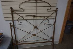 Vintage single iron bed head and footboard