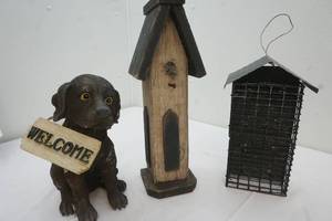 Vintage yard decor and bird feeder