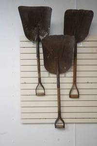 3 vintage scoop shovels