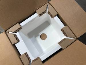 MUSTEE 17 in. x 20 in. Fiberglass Self-Rimming Utility Sink in White   Customer Returns See Pictures