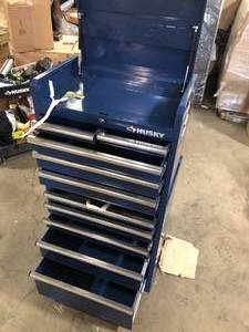 Husky 27 in. 10-Drawer Blue Tool Chest Combo     Customer Returns See Pictures