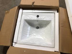 Voltaire 18 in. Square Ceramic Vessel Sink in Glossy White by Swiss Madison  Customer Returns See Pictures