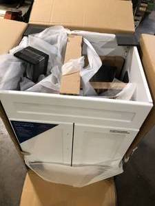 Glacier Bay All-in-One Stainless Steel 24 in Laundry Sink with Faucet and Storage Cabinet in White  Customer Returns See Pictures
