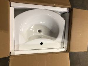Swiss Madison Modern White Ceramic Rectangular  Bathroom Vessel Sink with Round Single Faucet Hole  Customer Returns See Pictures