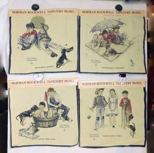 Lot of 4 Norman Rockwell Four Seasons Tapestries