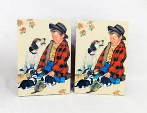 Set of 2 Norman Rockwell Boy and His Dog Pride of Parenthood Fabric Boxes