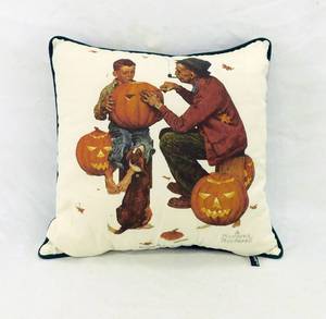 Norman Rockwell Ghostly Gourds Decorative Pillow