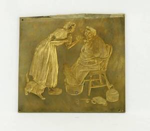 Vintage Norman Rockwell Spring Tonic Brass Embossing Plate
