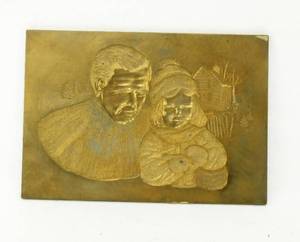 Vintage Father and Daughter Brass Embossing Plate