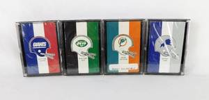 Lot of 4 Vintage NFL Playing Card Decks including Giants, Jets, Dolphins and Lions