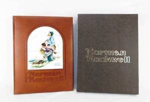Noman Rockwell SIGNED 1975 Limited Edition Norman Rockwells America  Leather Bound Book With Grandpa & Me Print Set